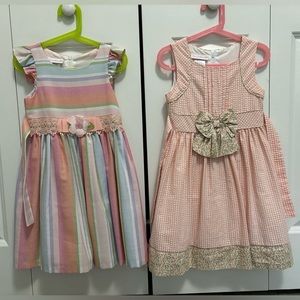 Bundle of 2 Bonnie Jean pastel colors, sleeveless dresses for Girls size 6.